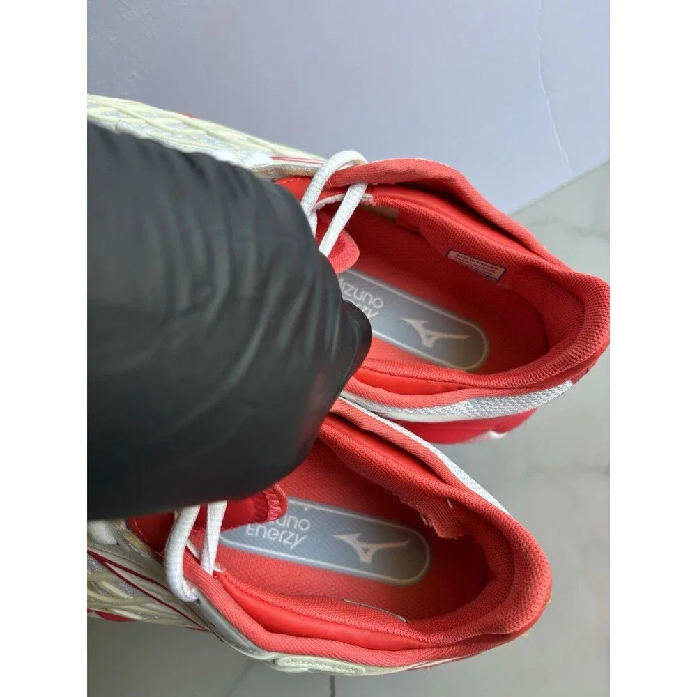 Mizuno Wave Enforce Tour AC Tennis Shoes Womens Size 9 White Coral Red Sneakers